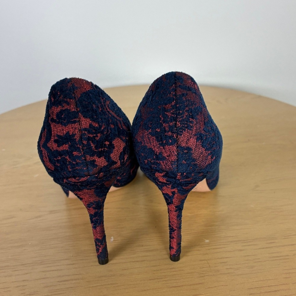 J. Crew Elsie Pump Women's 7 Velvet Brocade Rhinestone Bow Chic Formal Party - Picture 5 of 8